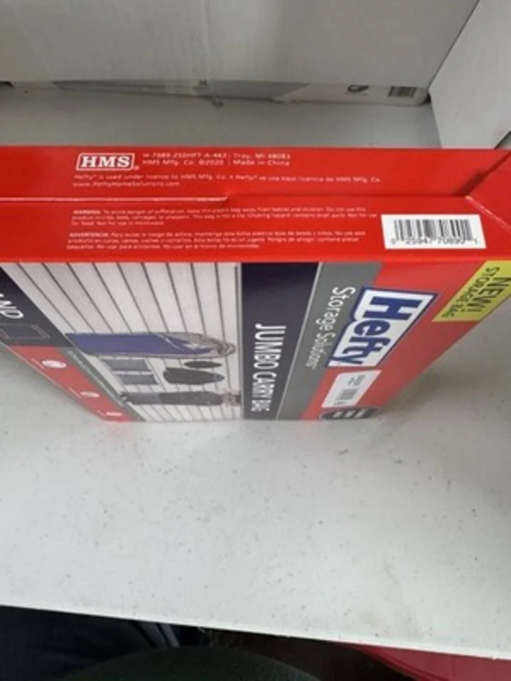 Hefty Jumbo Carry Bag 3-Pack Clear Plastic Flat Bottom Reinforced Handle